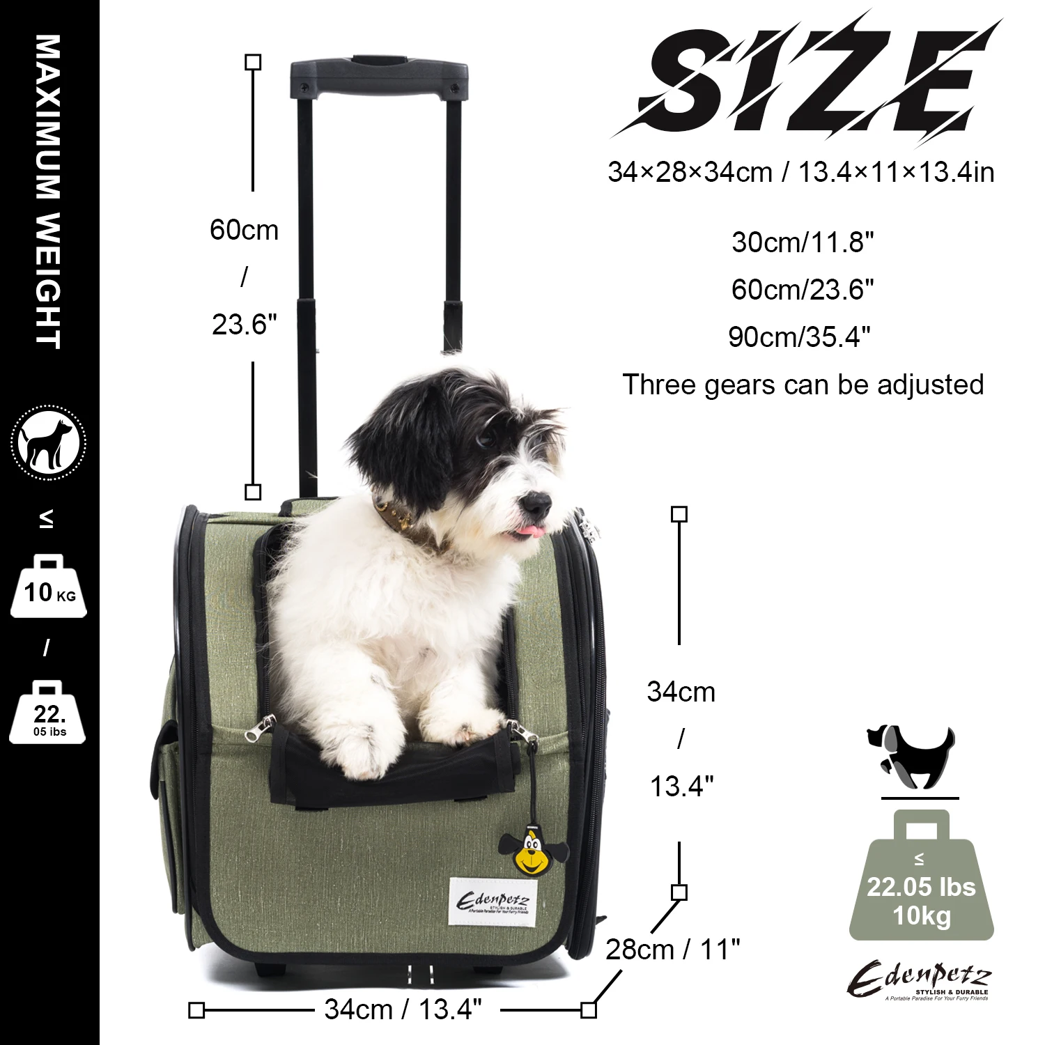 Pet Trolley Stroller Foldable Backpack With Wheels Airline Approved Trolley Case Pet Cat Dog Carrier