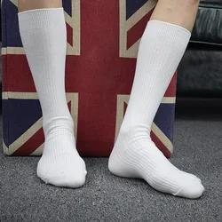 Socks Fashion Socks Vintage Men's Dress Socks Solid Cotton White Socks Casual Streetwear Socks For Man Girl Cool Tube Socks