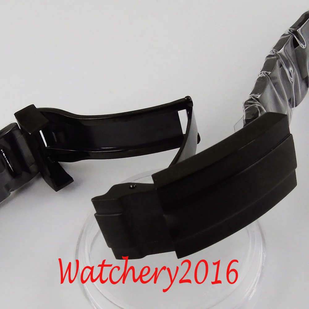 Full Black PVD Coated Replaced Watch Bracelet Watch Band Deployment Clasp 20MM width Lug for 40MM men watch