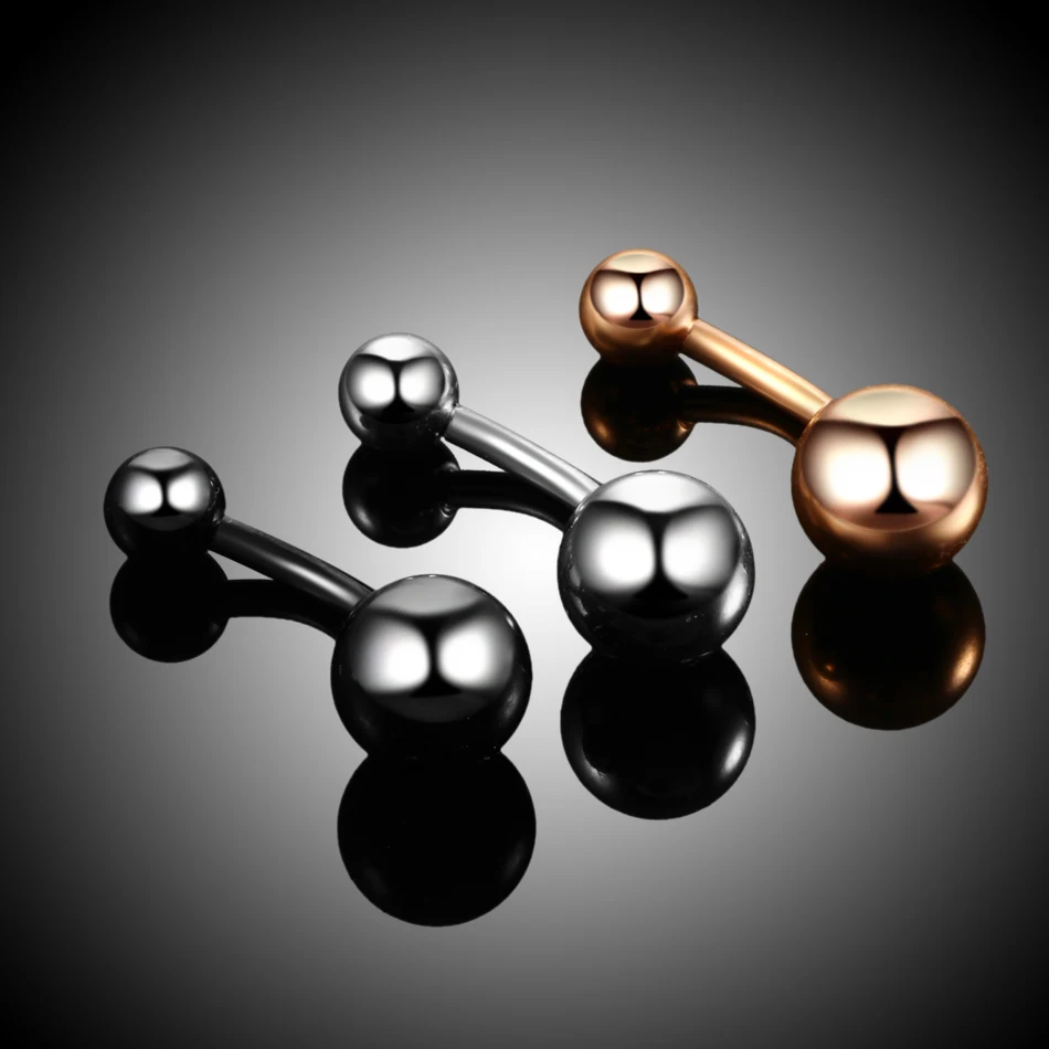 Anneaux de nombril en cristal double pour femme, générateur de piercing au nombril, piercing au nombril en acier, noir, 1 pièce, 14g, cadeaux