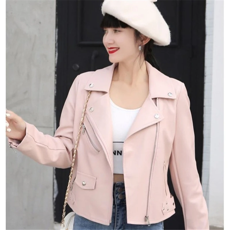 2021 novo outono mulheres jaqueta de couro do plutônio mulher com zíper curto casaco feminino moda punk bomber falso outwear couro primavera blazer