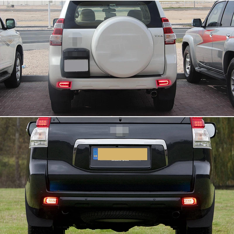 Car Rear Bumper Reflector LED Lights,Function as Tail,Brake & Fog Lights For 2010-2019 Toyota Land Cruiser Prado 150 LC150 FJ150