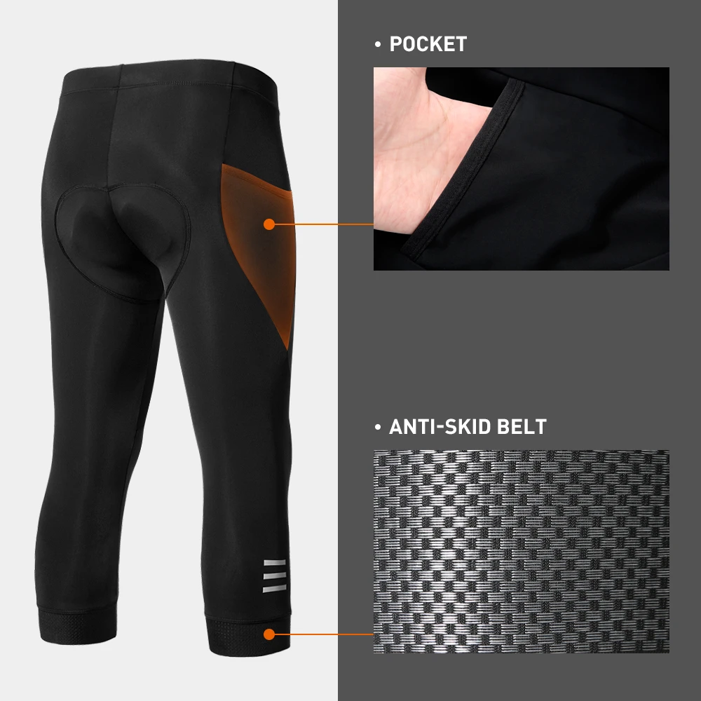 Santic Men Summer Cycling Pants Mountain Bike Cycle Jersey Cropped Pants Shorts Reflective Tight WM1C05131H