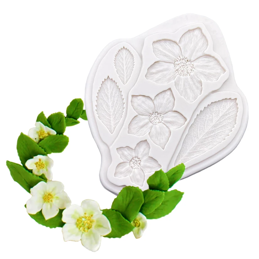 Strawberry Leaf Flower Silicone Sugarcraft Mold Chocolate Cupcake Baking Mould Fondant Cake Decorating Tools