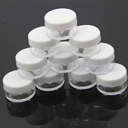 100PCS X 2g 3g 5g 10g 15g 20g Transparent Sample Jars Pot Containers with White Lids for Makeup Face Cream Lip Balms Storages