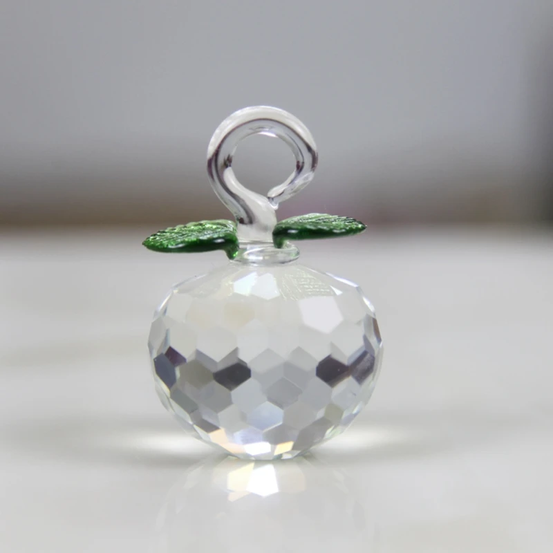 Chirstmas Tree Hangs Ornaments 30 40 50mm Crystal Glass Apple miniature Figurine Natale Home Decorations Figurines Crafts gifts