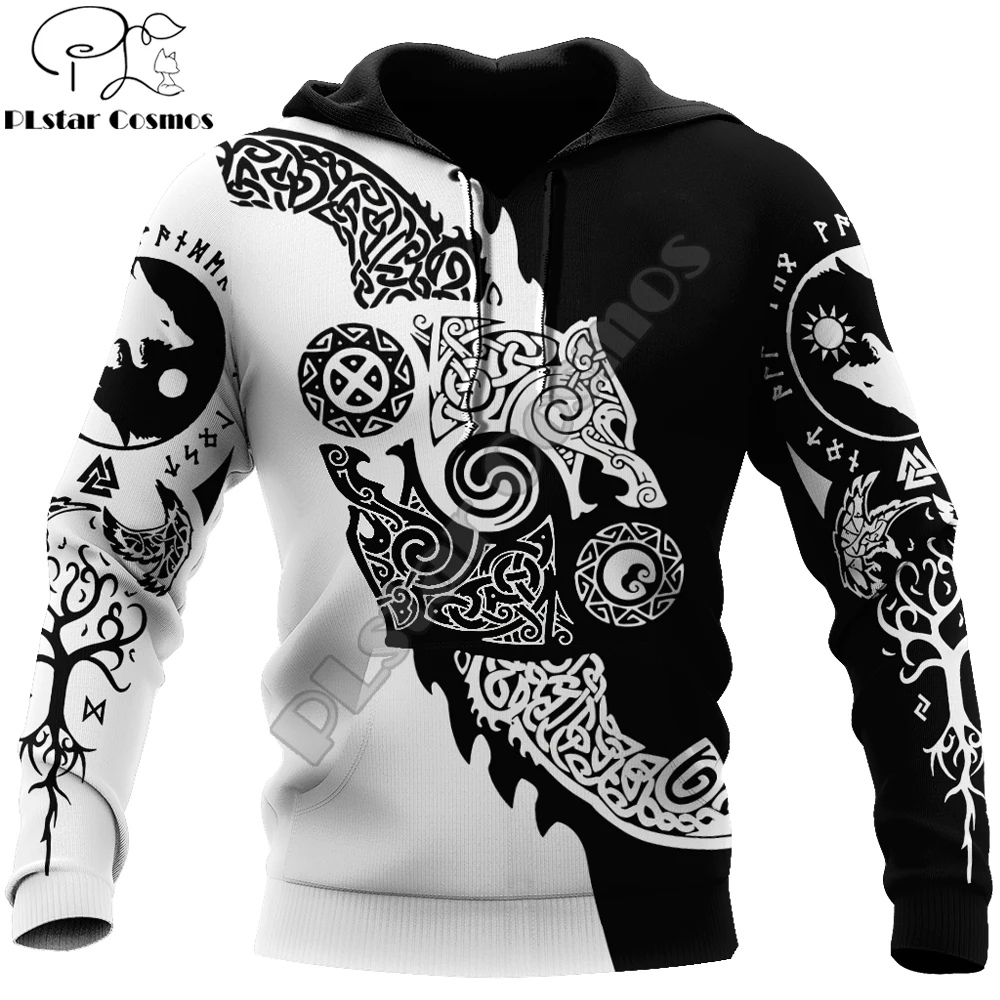 Fenrir Wolf symbol Tattoo 3D full Printing Autumn Men Hoodie Unisex Luxury Hooded Sweatshirt Casual Jacket Tracksuits DW731