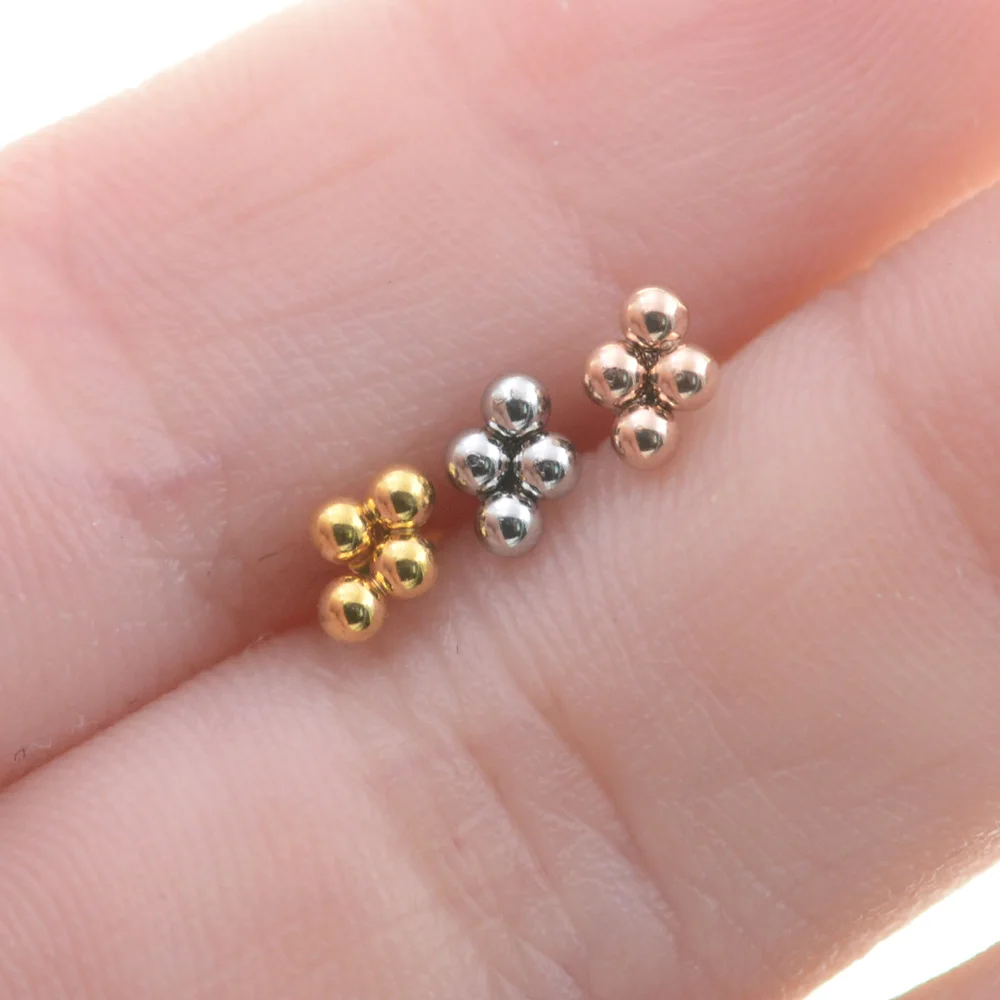 2Pc 1.2x6/8mm Rod Mini Ball Cross Nose Ring Stud Earrings Bar Labret Lip Helix Piercing Tragus Cartilage Lobe серьги Ear Jewelry