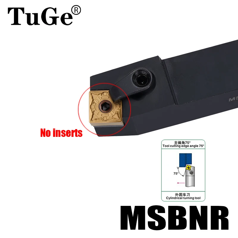Portaherramientas de torno externo MSBNR2020K12 MSBNR2525M12, portacuchillas de 75 ° No con inserto cuadrado SNMG1204