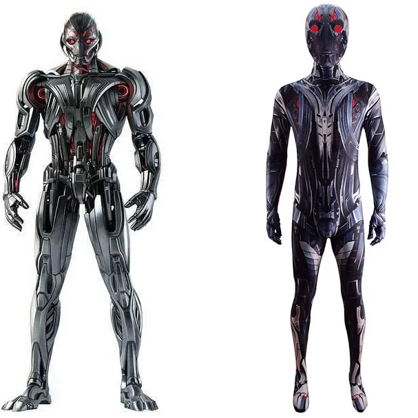 Ultron Cosplay Costume Superhero Zentai Bodysuits Ultron Mechanical Costume Cosplay Spandex Halloween Costume