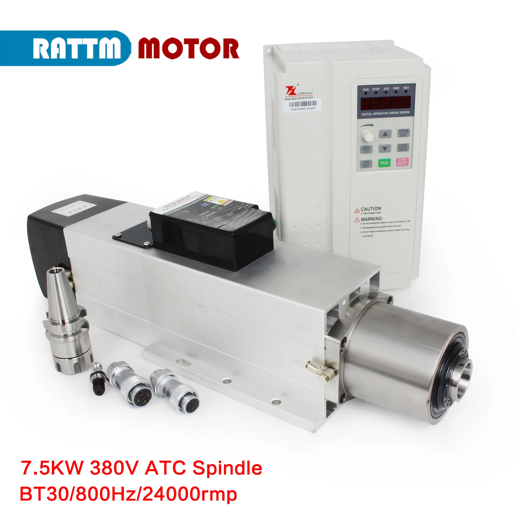4.5KW  7.5KW BT30 Air Cooled Cooling For Metal CNC Router Milling Kit Automatic tool change ATC spindle motor + FuLing Inverter
