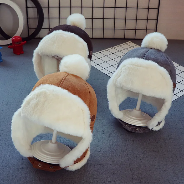 Baby Boys Girls Hat Kids Children Ear Flap Muff Winter Warm Plush Cotton Cap Outdoor Lei Feng  Beanie Gifts  2-3 Years