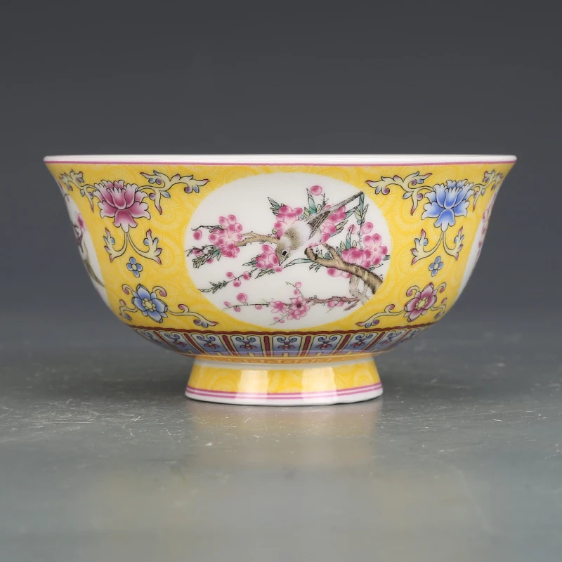 Four Seasons Flowers And Birds Qianlong Pastel Bowl Antique Porcelain Rice Bowl Antique Porcelain Collection Tableware