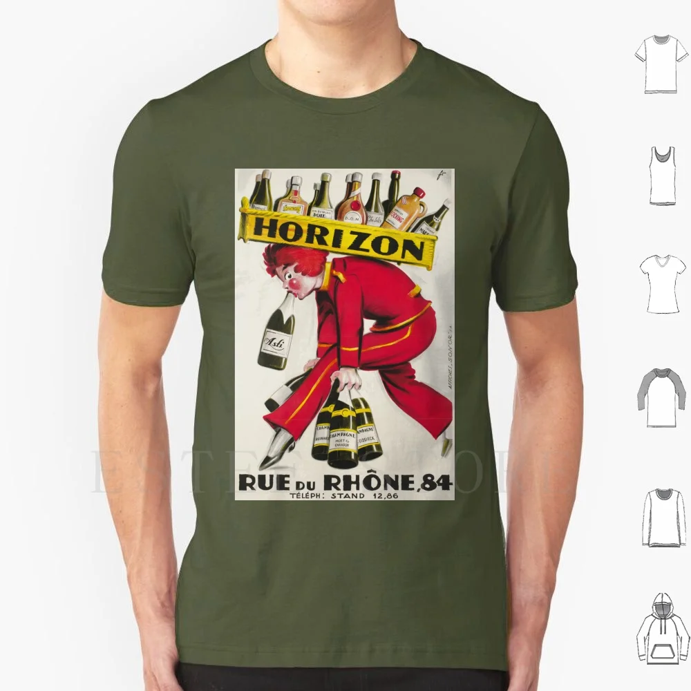 Noel Fontanet-Magasin De Vins Horizon, 1925, cartel Art Deco camiseta DIY tamaño grande 100% algodón 1920s 1920s 1930s arte