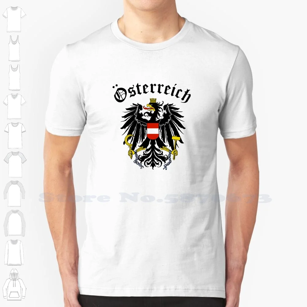 Austria Flag Coat Of Arms Gift Symbol Sign 100% Cotton T-Shirt Coat Of Arms Flag Eagle Homeland Hometown Proud Origin Emblem