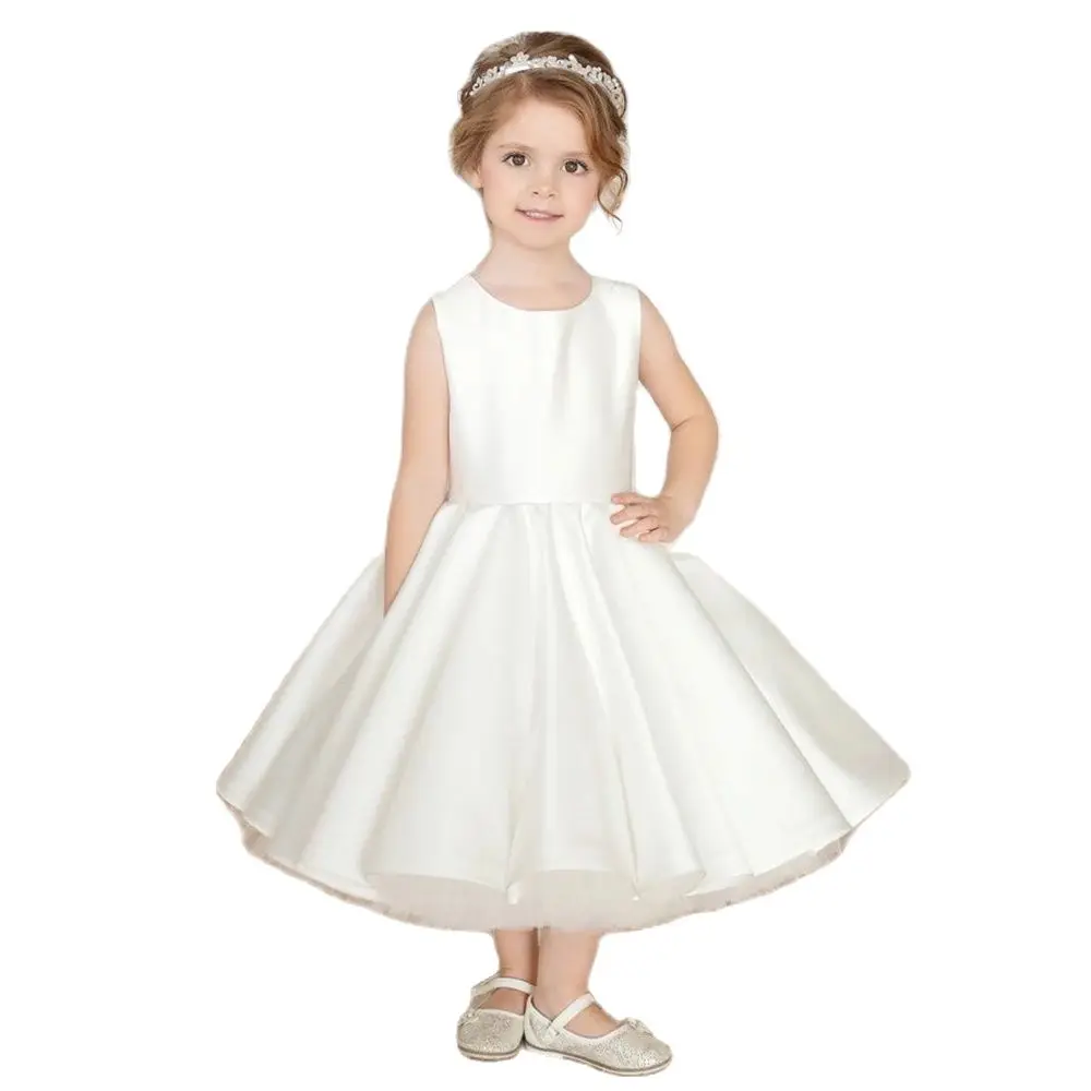 

Gardenwed Ivory Flower Girl Dress Satin Short Baby Girl Dress Backless Princess Dress Girl Birthday Dress First Communion