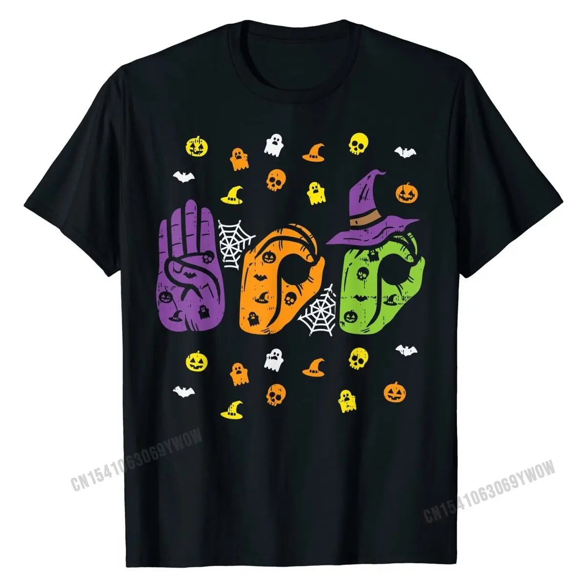 Boo American Sign Language Pride ASL Deaf Halloween Gift T-Shirt Tops Shirt Wholesale Camisa Cotton Men's Top T-shirts Design