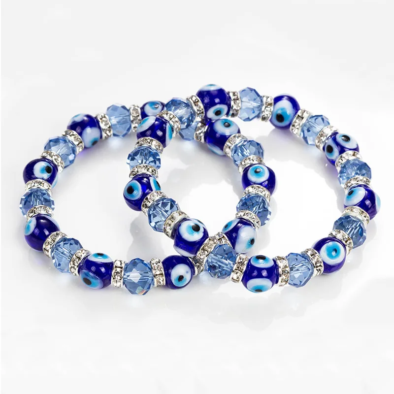 3 styles Trendy Simple Evil Eye Religious Eye Charm Blue Beads Lucky Bracelet Best Match Turkish Bracelet For Women