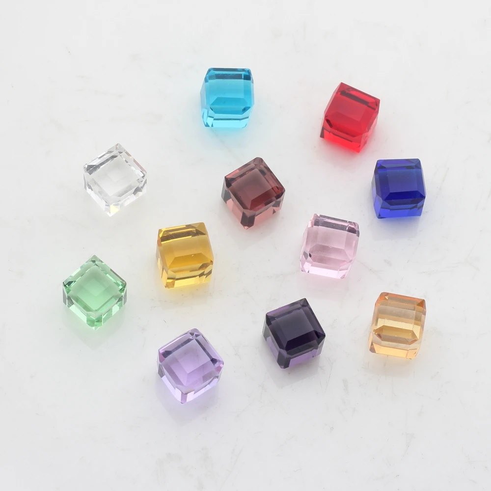 8mm 10pcs/lot Glass Beads Square Shape No Hole Crystal Cube Loose Beads For DIY Necklace Jewelry Making Finding Accessories