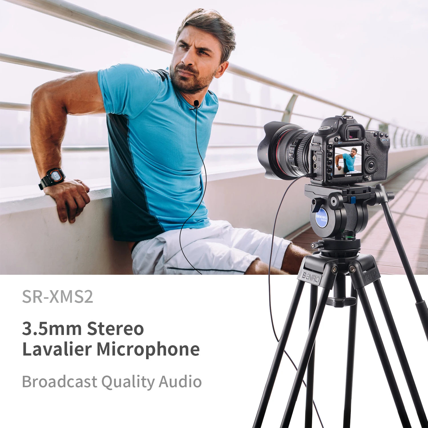 Saramonic SR-XMS2 Broadcast-quality Stereo Lavalier Microphone with DSLR camera camcorder recorder Saramonic devices