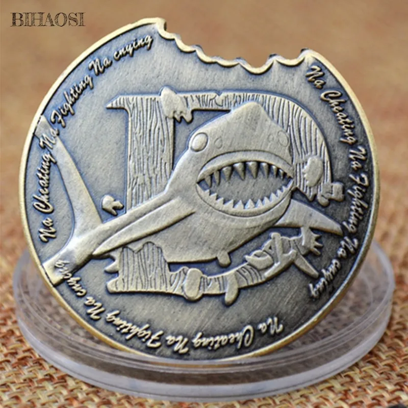 Shark Relief Medal Painted Metal Commemorative Coin Copper Coin Custom Crafts Coins Coins Collectibles Lucky coin METAL Gift