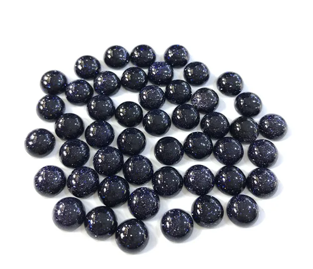 50pcs/lot Gemstone Cabochon Beads Blue Sandstone 8mm Round Jewelry Beads For Jewelry Making Ring Face Wholesale