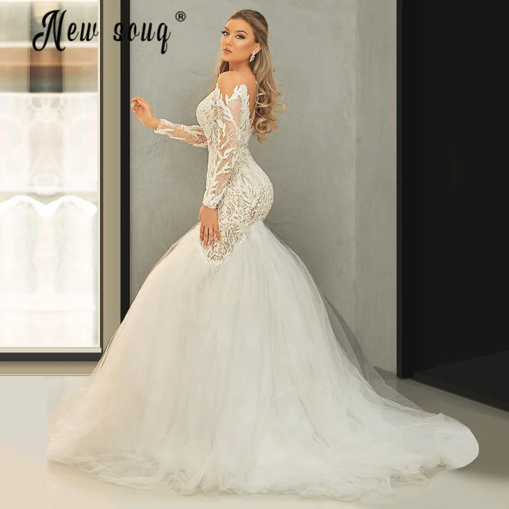 Eleganti abiti da sposa Appliqued in pizzo a sirena con scollo a V 2021 abiti da sposa africani africani vestido de noiva robe de mariee