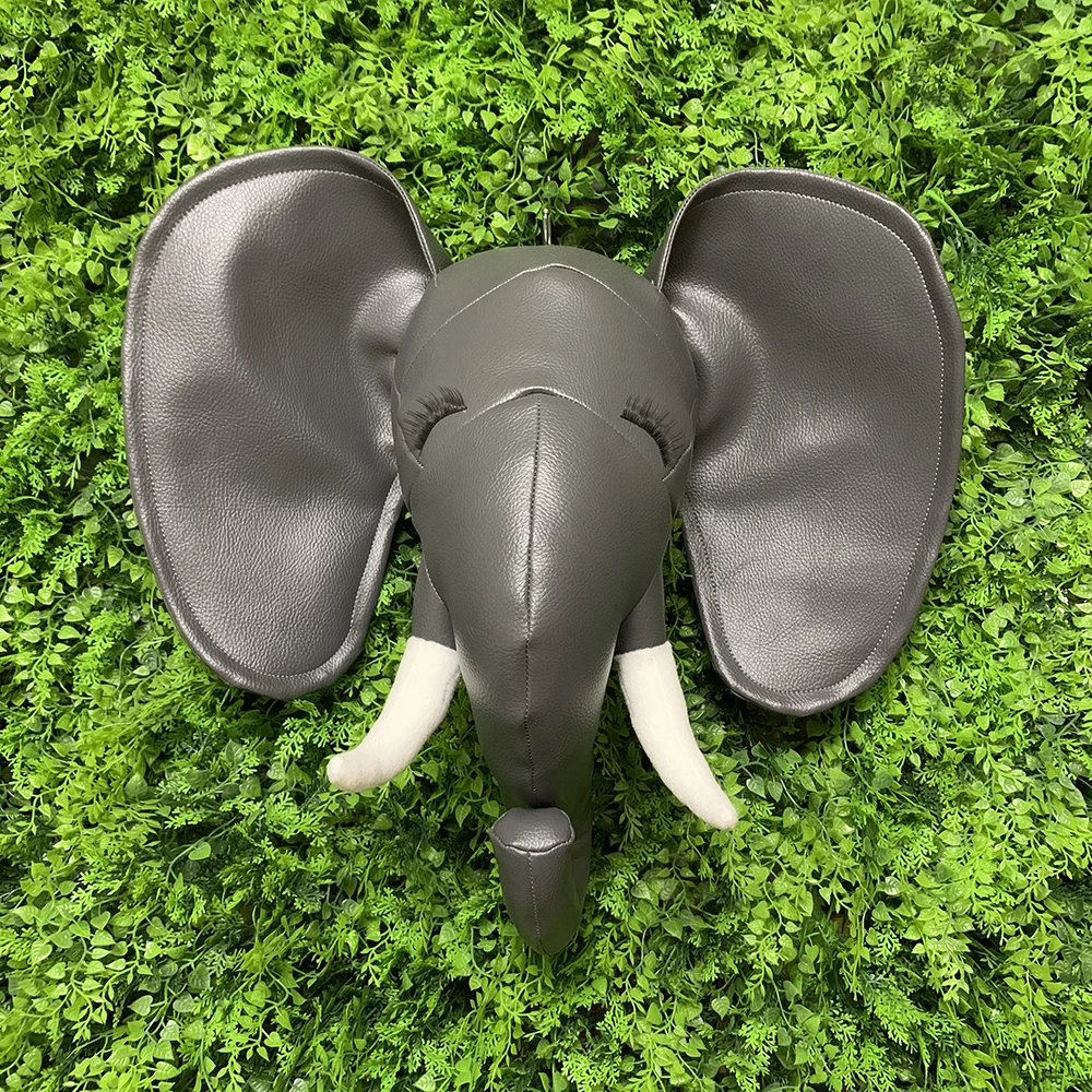 Elephant Wall Decoration Kids Room Decor Faux Leather Stuffed Toys Doll  Head Wall Hanging Baby Birthday Gifts