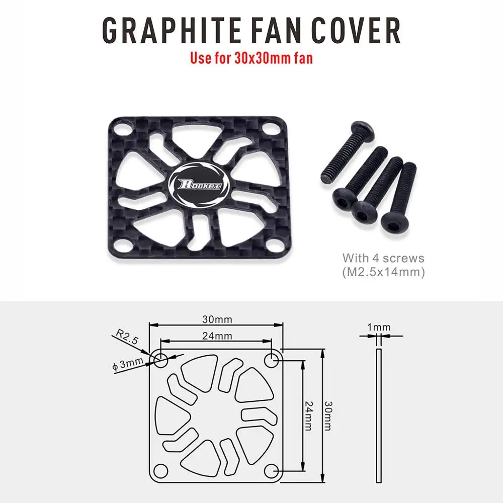 Rocket-Rc RC ESC Koelventilator Beschermhoes Guard 30mm 40mm Metalen Koelventilator Cover Koolstofvezel Afdekplaat met Schroeven Onderdelen
