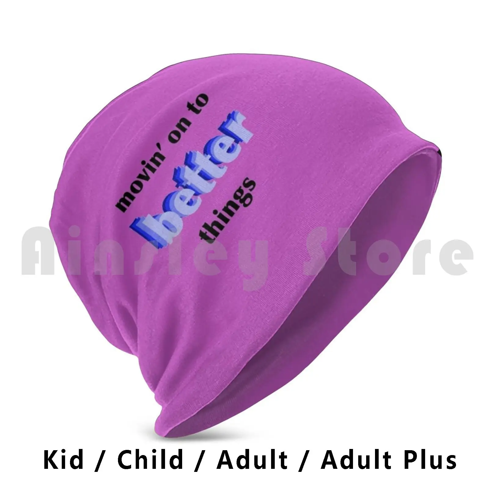 Movin' On Beanie Hedging Cap DIY Print Cushion Moving On Success Growth Happiness Drake Addison Rae Quotes Coffee Phrase