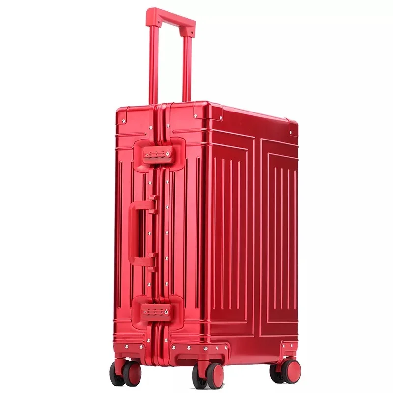 Imagem -05 - Alumínio Viagem Bagagem Hard Trolly Case Alumínio Mala Metallic Cabin Trolley Bolsa Mala Impermeável Novo 20 24 26 29