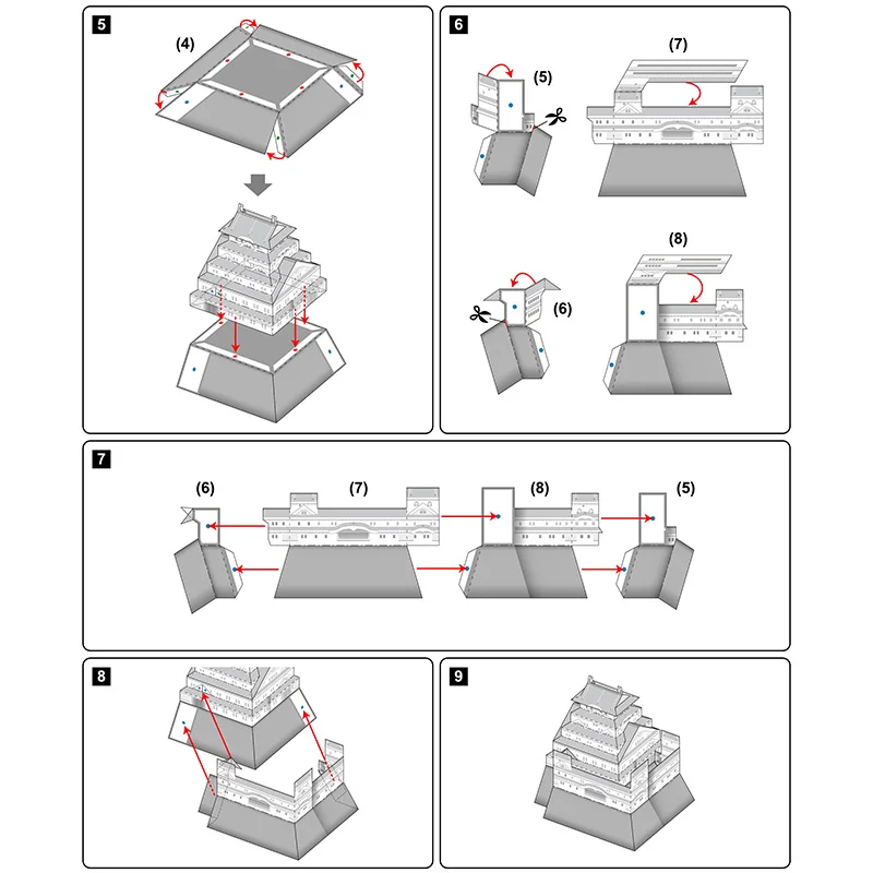 일본 히메지 성 접이식 미니 3D 종이 모형 종이 공예 집, DIY 미술 종이 접기 건물, 어린이 성인 수제 공예 장난감 QD-129