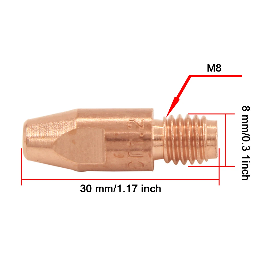 용접 토치 팁 소모품, 접촉 팁, MIG, MAG CO2, 가스 용접 액세서리, M8 * 30mm, 0.8, 1.0, 1.2, 1.4, 1.6mm, 36KD