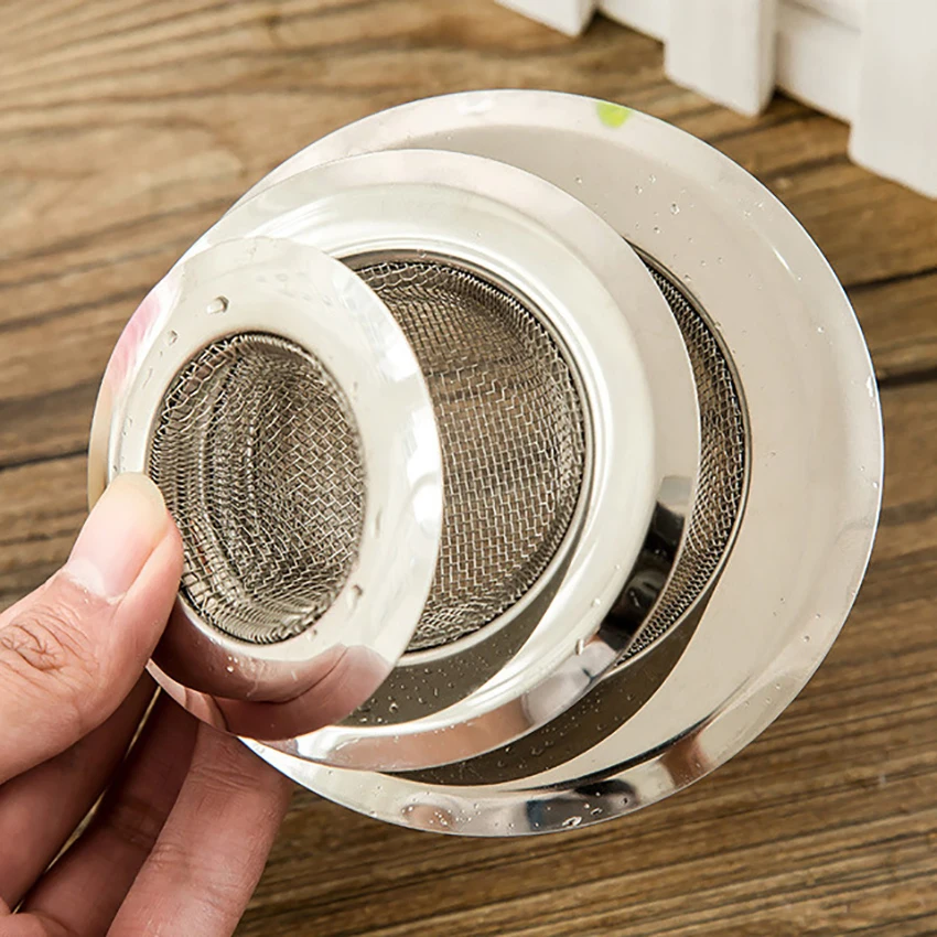 Kitchen Sink Strainer Stainless Steel Basket Filter Trap, Mesh / Hole Metal Sink Strainer Large Wide Rim 7cm/ 9cm/ 11cm Diameter