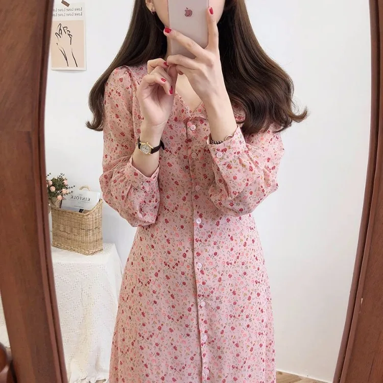 Pink Cute Dresses Women Long Sleeve Spring Fall Korean Japanese Style Design Belt Bow Tie Button Shirt Dress Vintage Girl