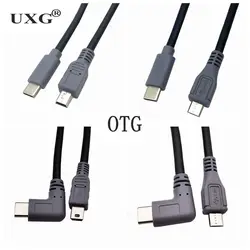 90 Right Angled USB Type C 3.1 Male To Mini USB 5 Pin Micro Male Plug Converter OTG Adapter Lead Data Cable For Mobile VR Mac