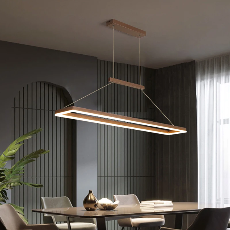 Dining room chandelier Nordic modern minimalist office strip light front desk bar LED Pendant lampssuspension Lights interior