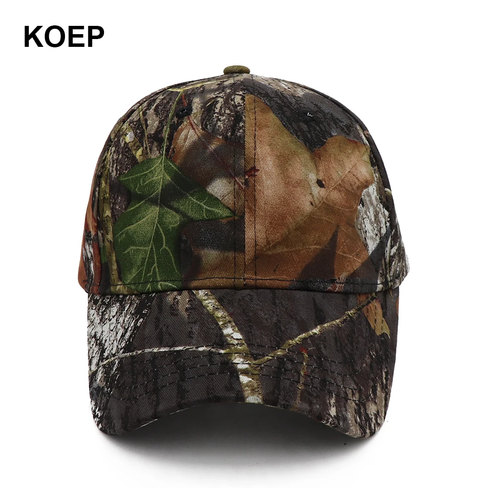 KOEP 2021 New Outdoor Fishing Caps Jungle Baseball Cap Hunting Hat Cotton Oak Camouflage Dad Snapback Hats Bulrush Camouflage