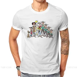 Lucky Luke Cartoon Characters Tshirt Vintage Gothic Men's Clothing Tops Big Size Cotton Crewneck T Shirt