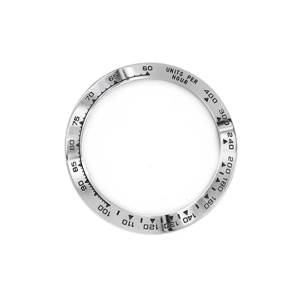 Imagem -02 - Rolamos Relógio em 316l Prata com Escritas Pretas Moldura de 38.6 mm para Rolex Daytona 116500 116520 de Alta Qualidade Aço Inoxidável