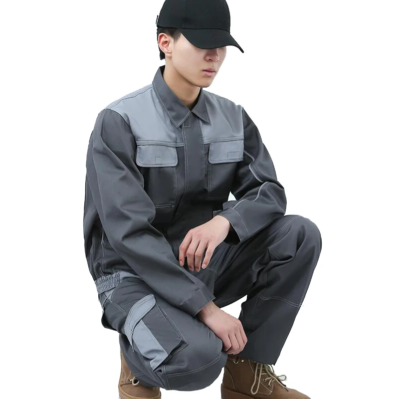 Summer Welder Uniform Cargo Work Clothes Jacket Pants Set Long Sleeve Wear-Resistant Auto Repair Workshop Uniform Work Clothes