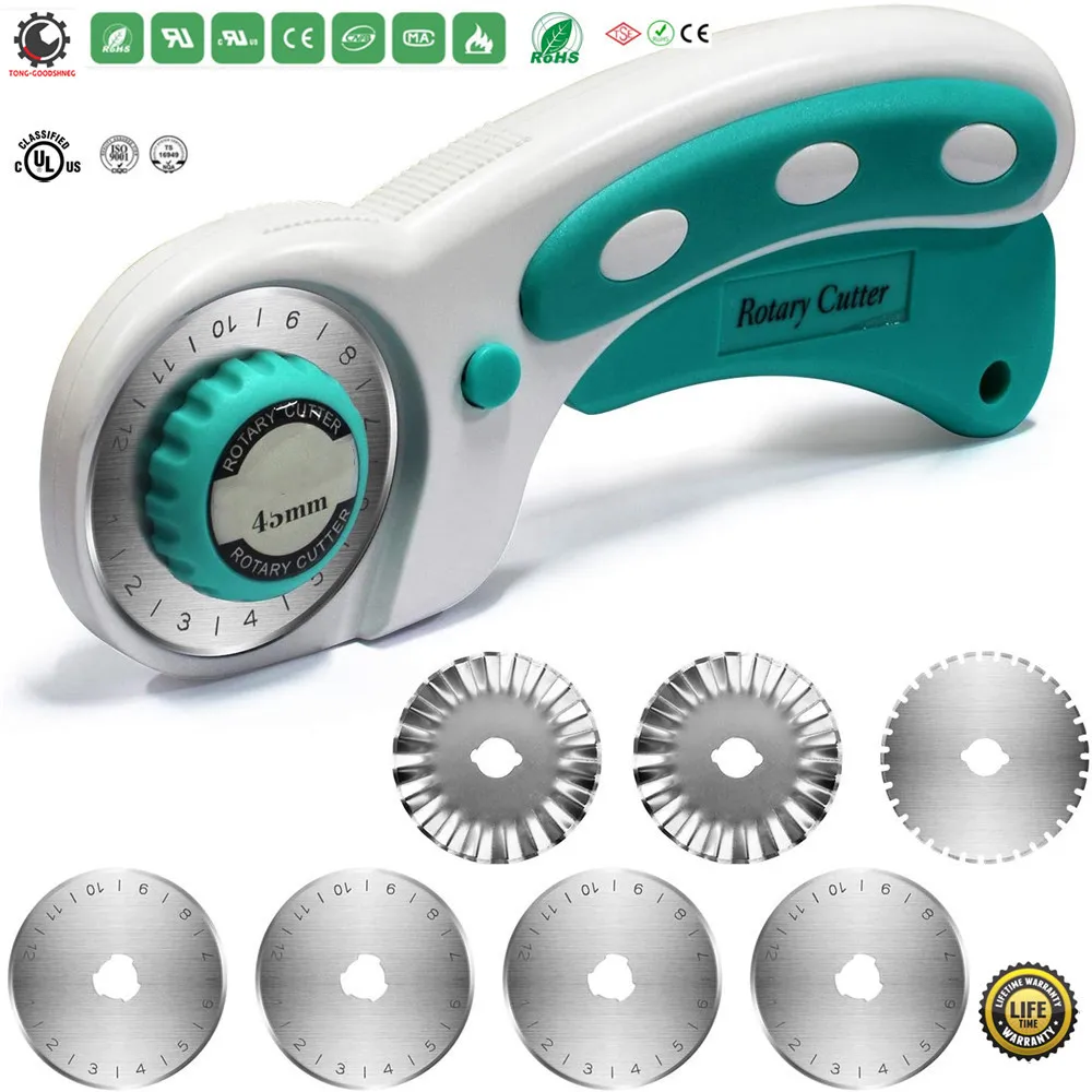 

Rotary Cutter Set with Rotary Cutter Blades 45mm,Perfect Set for Sewing,Quilting,Fabric Cutting,Paper Cutting,Leather Cutting