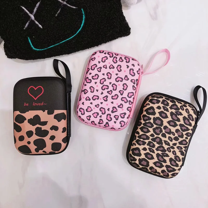 Fashion Leopard Earphone Storage Bag Case For Earphone Headphone Accessories For Airpods Key Coin Travel SD Card USB Cable