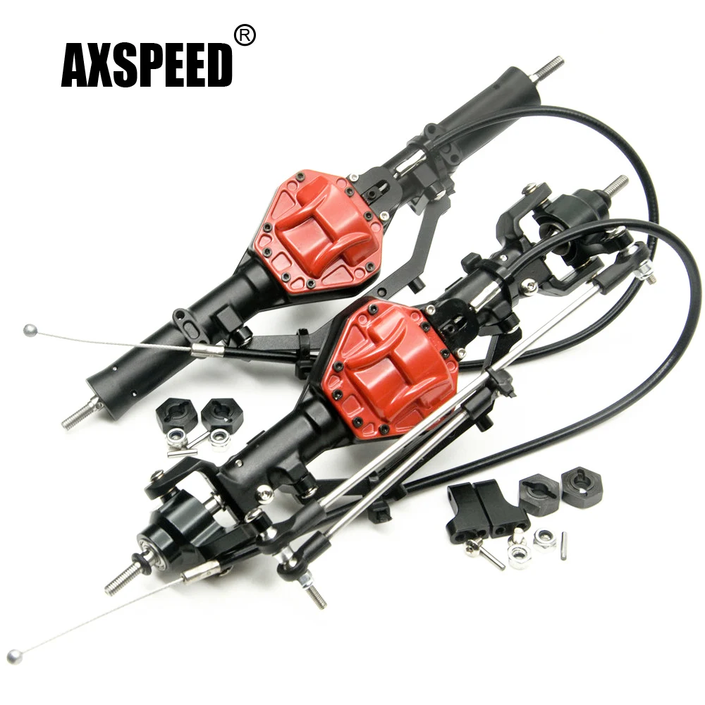 AXSPEED Aluminum Front Rear Axle with 4WD Lock for Axial SCX10 1/10 Scale RC Crawler Car Upgrade Accessories Parts