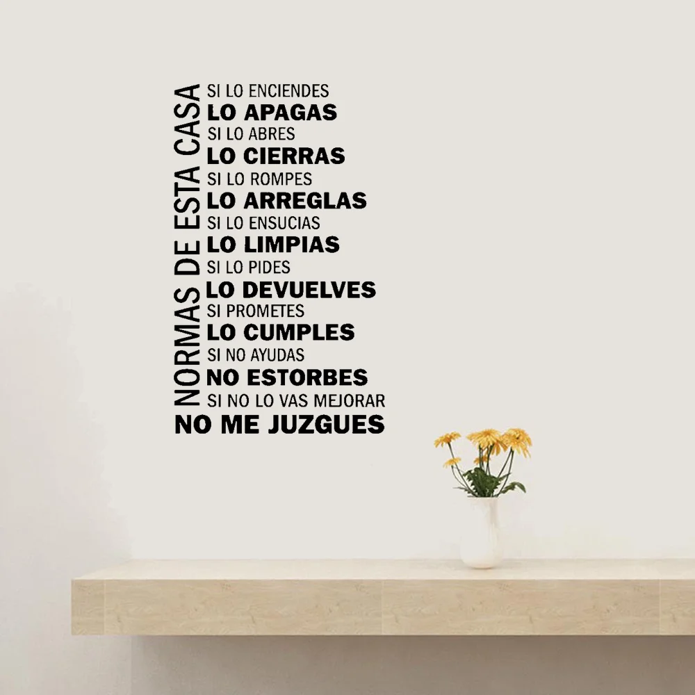 

Spanish House Rules Vinyl Wall Decals Sticker Family Quote In Spanish Decoration Home Decor