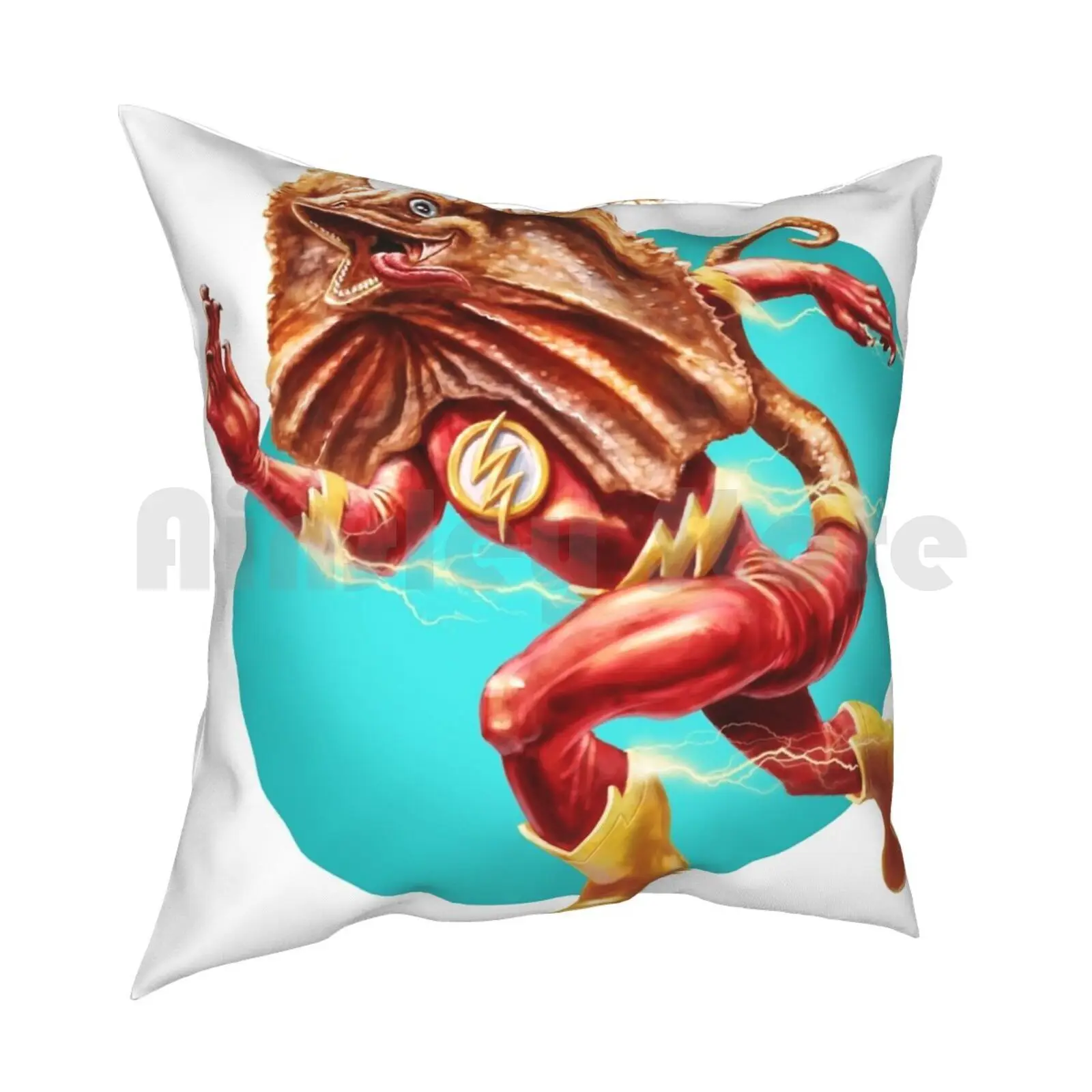 Frilled Neck Flash Pillow Case Printed Home Soft Throw Pillow Flash Superhero Lizard Frillednecklizard Australia Aussie