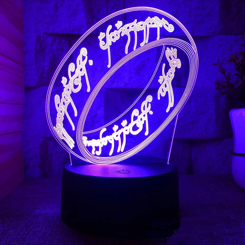 3D night light magic ring ring bedroom creative gift table lamp USB new strange bedside led small table lamp