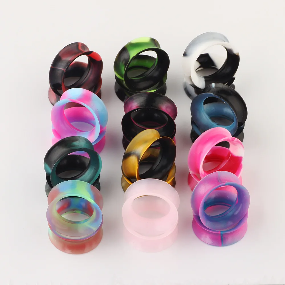 24pcs/lot Soft Silicone Tunnels Ear Gauges Plugs Stretchers Expander 6mm/8mm/10mm/12mm/14mm/16mm Body Piercing Jewelry