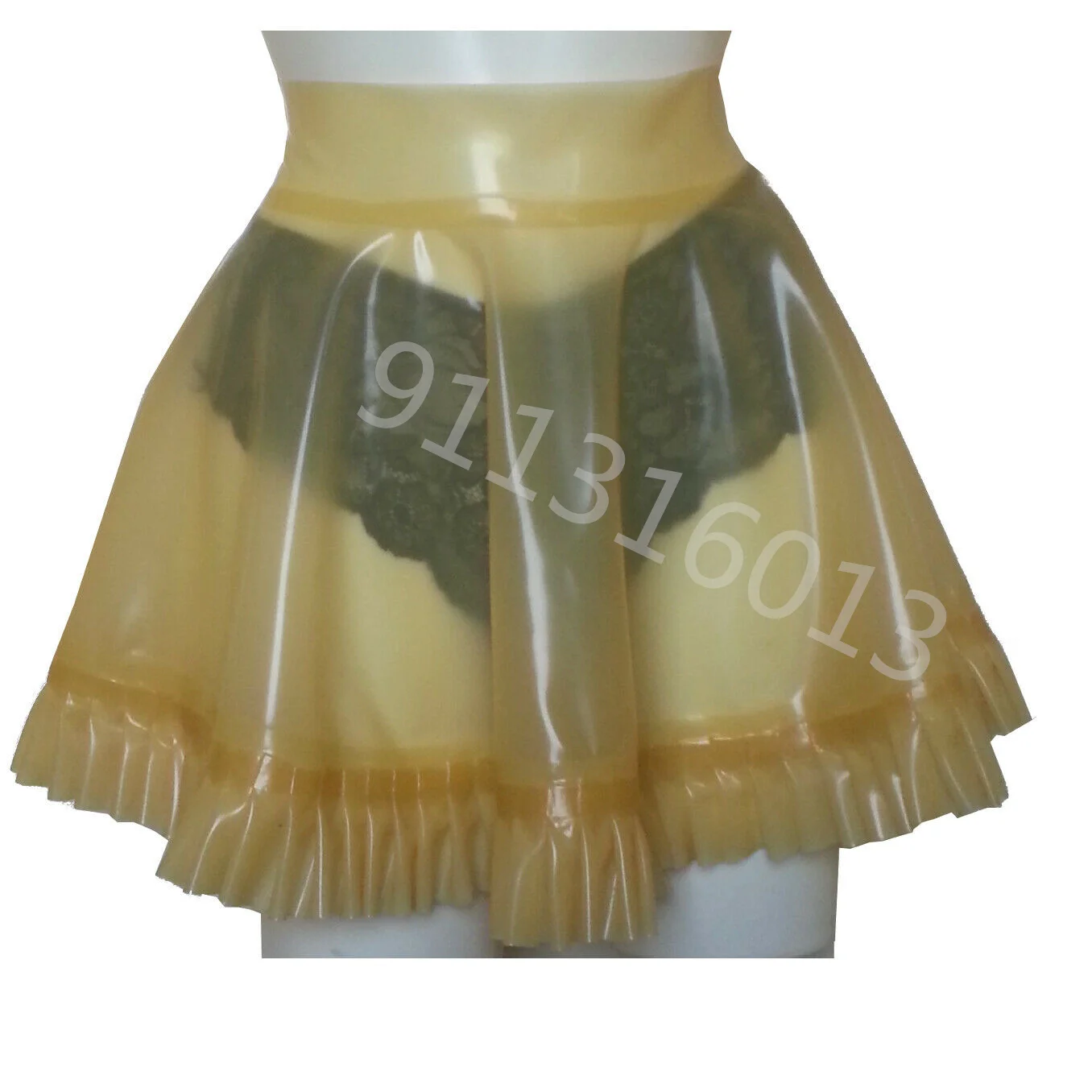 

100% Natural Latex rubber SKIRT with frills UNISEX TV fetish transparent