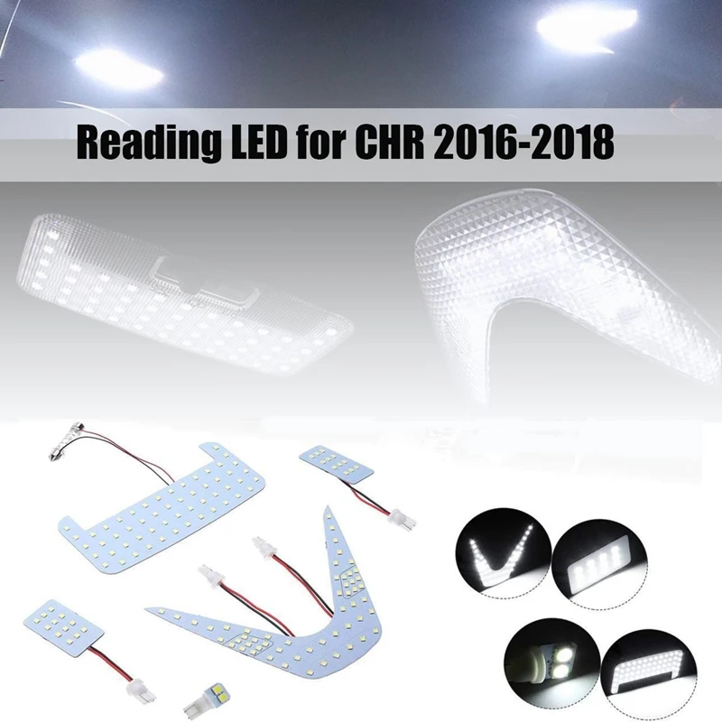 DHBH-for Toyota C-HR CHR LED Interior Reading Lights White LED Roof Light 102 LEDs 6000K Interior Signal Lamp Sticker